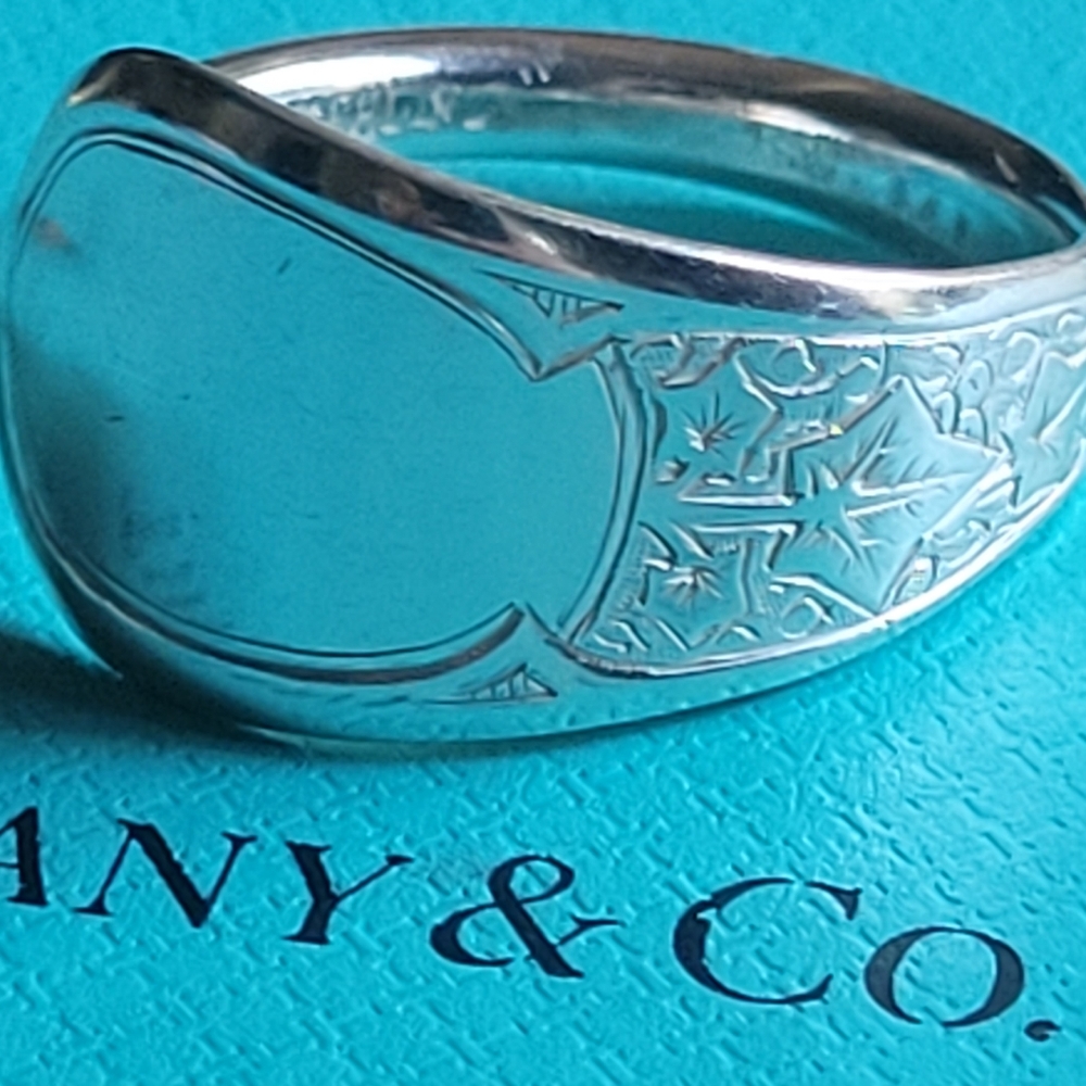 1870 Tiffany & Company Antique Ivy Spoon Ring in Sterling Silver #41 size 10 - Picture 3 of 13